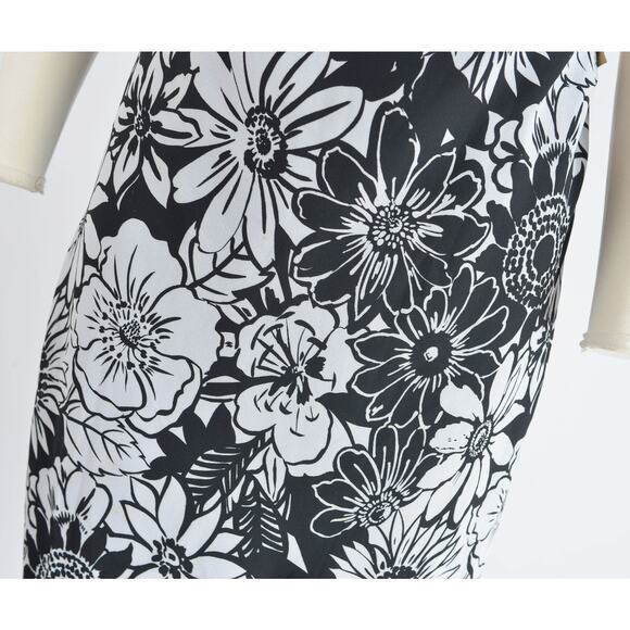 Vintage 90s Black and White Floral High Low Ruffle Maxi Party Dress Deadstock M - Picture 8 of 9